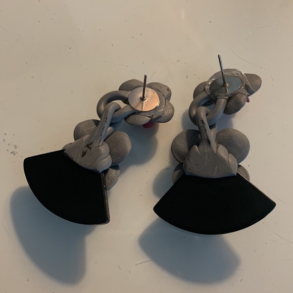 Vintage Polymer Clay Earrings with Plastic Fan Bottom - Picture 4 of 5